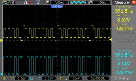 NOR as comparator, 4V oscilloscope waveform