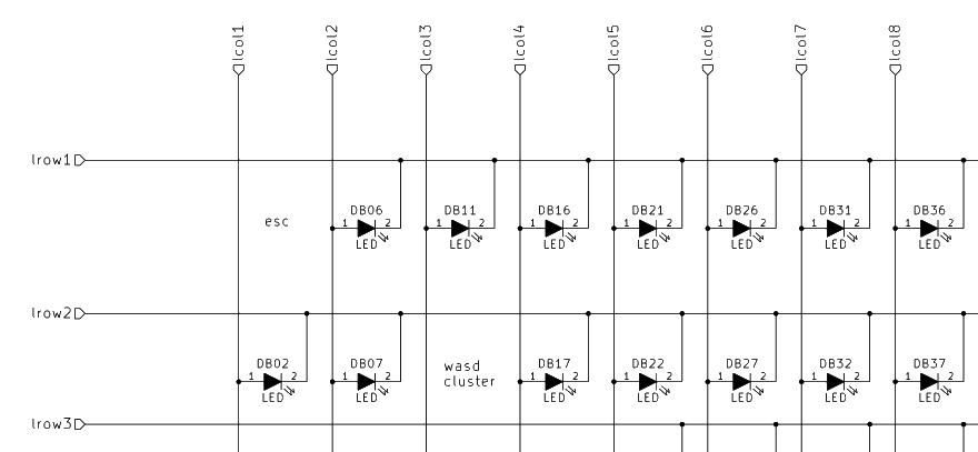 An excerpt from the schematic of the LED matrix An excerpt from the schematic of the LED matrix