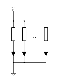 Diodes in parallel, one resistor per diode Diodes in parallel, one resistor per diode