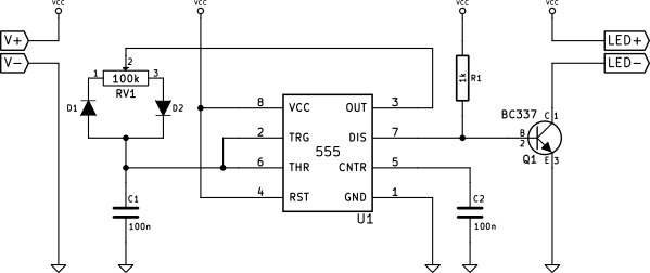 555 based PWM LED dimmer schematic